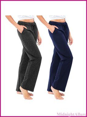 Women's French Terry Cotton Drawstring Lounge Pants Casual Sweatpants